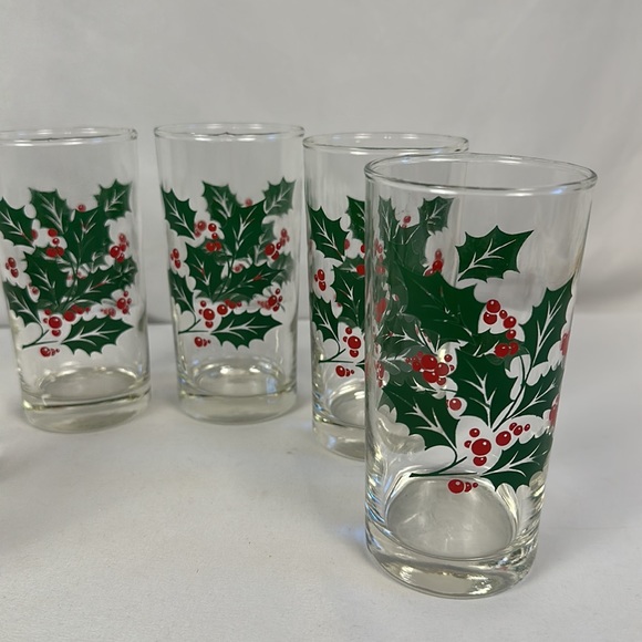 VINTAGE Bartlett Collins/Tumblers Set Of 6 Holly  Glasses - Picture 3 of 16